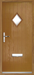 1 Diamond Glazed Composite Front Door Oak