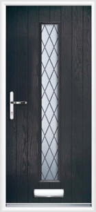 1 Long Rectangle Glazed Diamond Composite Front Door Black