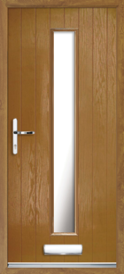 1 Long Rectangle Glazed Composite Front Door Oak