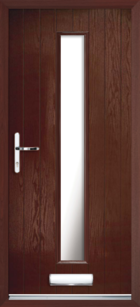 1 Long Rectangle Glazed Composite Front Door Rosewood