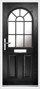 2 Panel Half Arch Georgian Glazed Composite Door Black