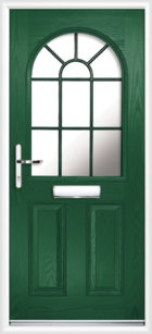 2 Panel Half Arch Georgian Glazed Composite Door Green