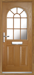 2 Panel Half Arch Georgian Glazed Composite Door Oak