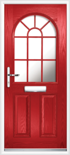 2 Panel Half Arch Georgian Glazed Composite Door Red