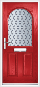 2 Panel Half Arch Diamond Composite Door Red