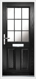 2 Panel Half Georgian Glazed Composite Door Black