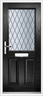 2 Panel Half Diamond Composite Door Black