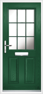 2 Panel Half Georgian Glazed Composite Door Green