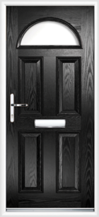 4 Panel Half Moon Glazed Composite Front Door Black