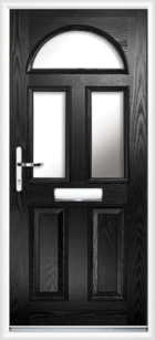 2 Panel 3 Half Moon Glazed Composite Front Door Black