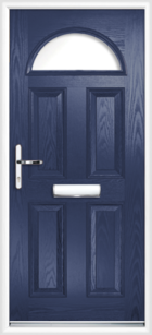 4 Panel Half Moon Glazed Composite Front Door Blue