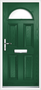 4 Panel Half Moon Glazed Composite Front Door Green