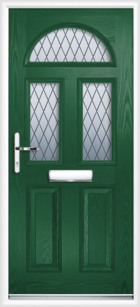 2 Panel 3 Half Moon Diamond Composite Front Door Green