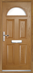 4 Panel Half Moon Glazed Composite Front Door Oak