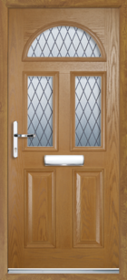 2 Panel 3 Half Moon Diamond Composite Front Door Oak