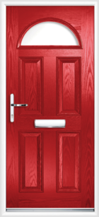 4 Panel Half Moon Glazed Composite Front Door Red