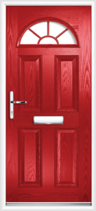 4 Panel Half Moon Georgian Composite Front Door Red