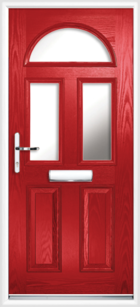 2 Panel 3 Half Moon Glazed Composite Front Door Red