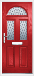 2 Panel 3 Half Moon Diamond Composite Front Door Red