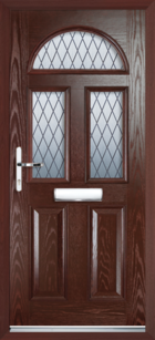 2 Panel 3 Half Moon Diamond Composite Front Door Rosewood