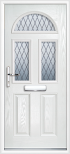 2 Panel 3 Half Moon Diamond Composite Front Door White