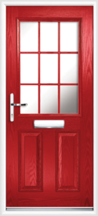 2 Panel Half Georgian Glazed Composite Door Red
